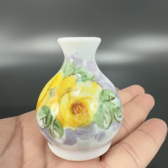 Antique Hand Painted Porcelain Bud Vase Miniature Vase Artist Signed Flower VTG - Picture 6 of 12